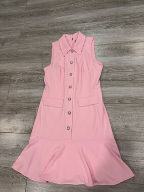 Karl Lagerfeld Sleeveless Light Pink Button-Front Midi Dress